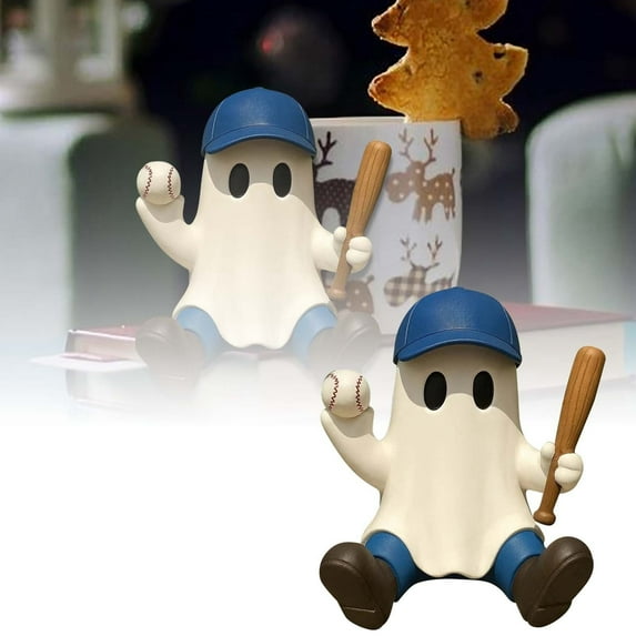 Halloween Cowboy Ghost Figurine - Charming Resin Ghost Decor with Western Hat, for Tabletops, Party Centerpieces & Seasonal Home Decor