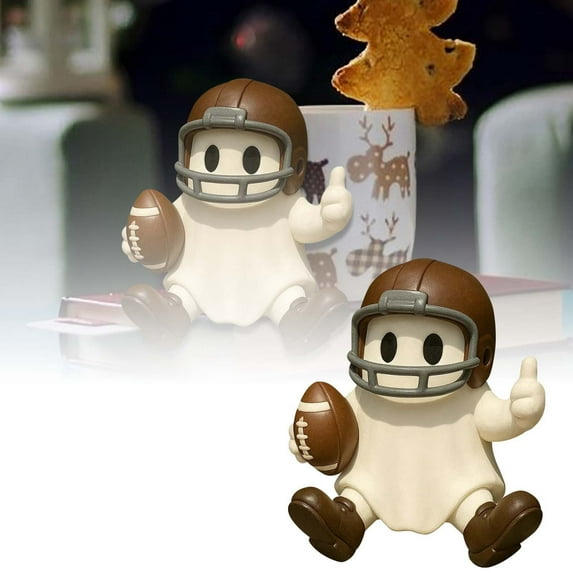 Halloween Cowboy Ghost Figurine - Charming Resin Ghost Decor with Western Hat, for Tabletops, Party Centerpieces & Seasonal Home Decor