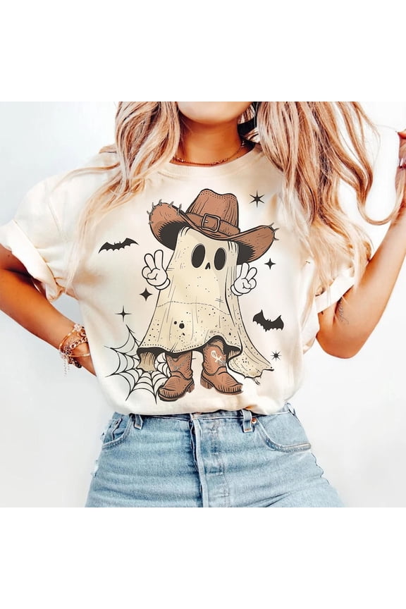 Halloween Cowboy Ghost Shirt, Halloween Cowgirl Shirt Howdy Halloween Shirt Shirt, Ghost Boo Shirt, Halloween Sublimation Design, Gift For Her