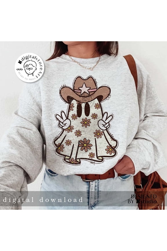 Halloween Cowboy Ghost Sweatshirt, Halloween Cowgirl Sweatshirt, Howdy Halloween Shirt , Ghost Boo Shirt, Halloween 190632