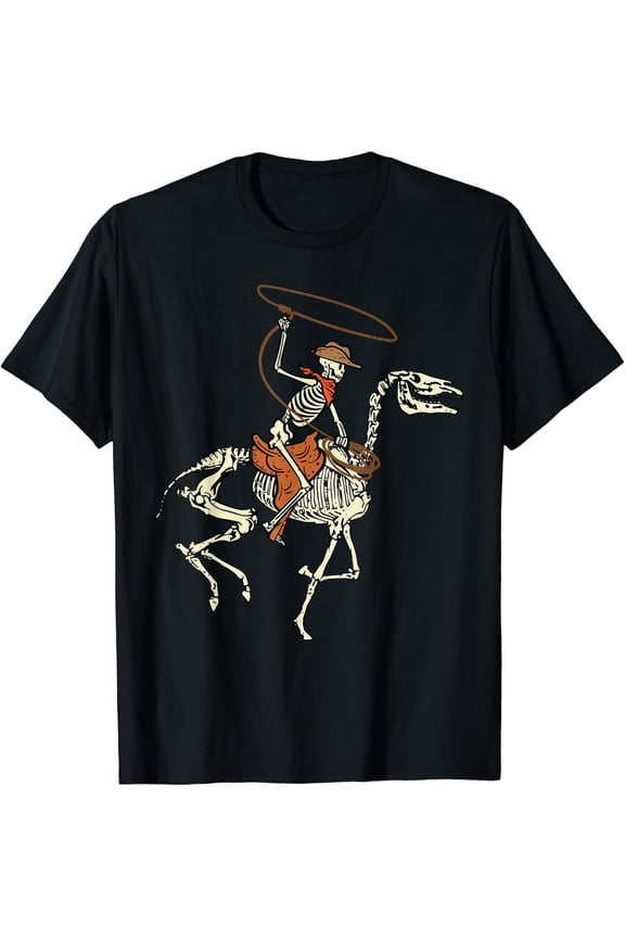 Halloween Cowboy Horse Skeleton Costume Men Boys Kids Women T-Shirt All Size S-5Xl