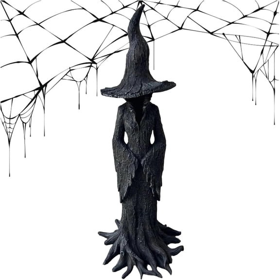 Halloween Cracker Barrel Witch Statue, Witch Figurine Crafted Desktop Ornament, Halloween Decorations Indoor Dark Fantasy Ornament Figurine ,11.8 inch Enchanting Witch Statue(11.8 inch)