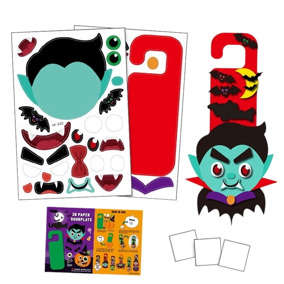 Halloween Crafts for Student Vampire Door Hanger Kit Halloween Party Favors Fun Diy Activities with Cardstock Paper and Foam for Holiday Home Decor 3 Piece Set