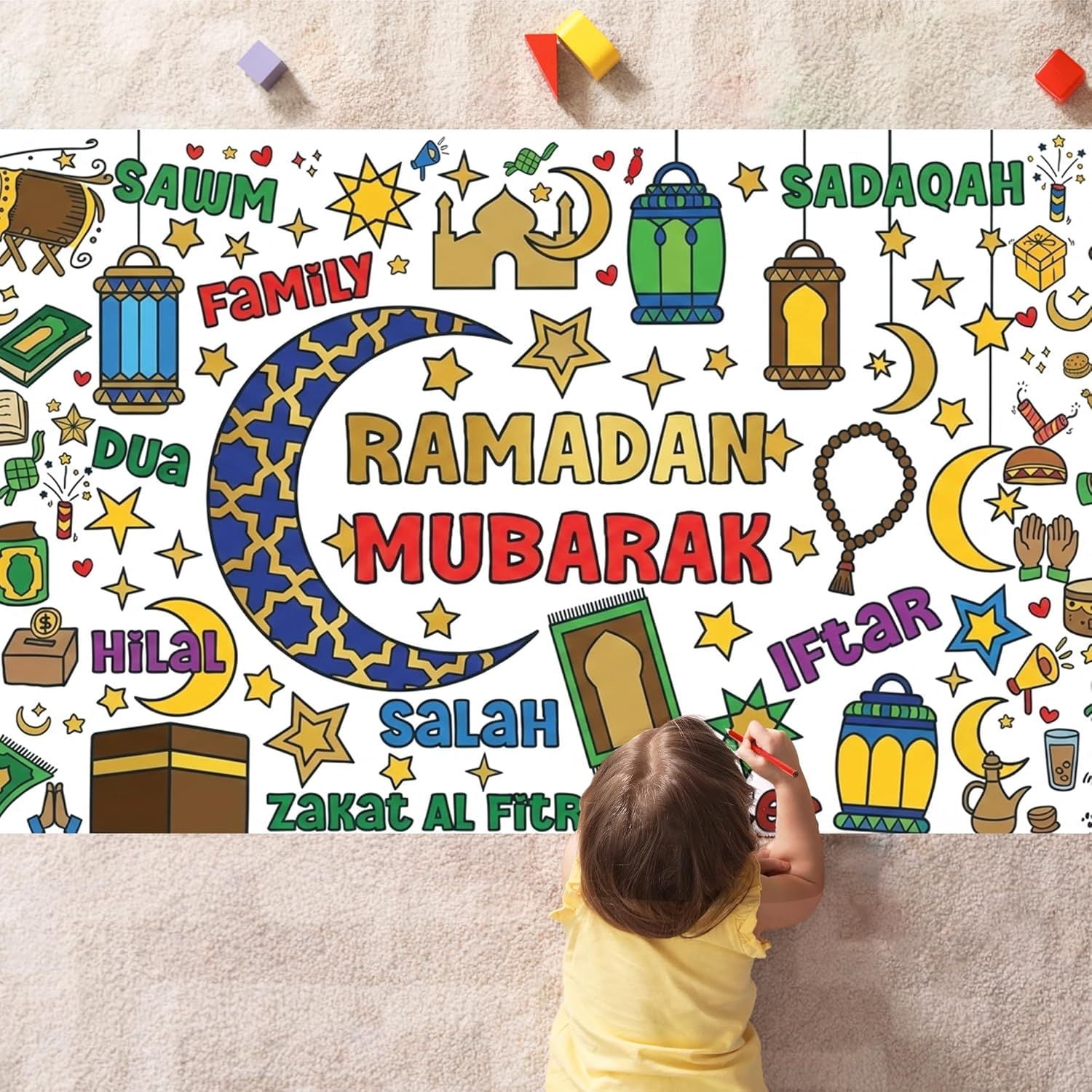 Halloween Crafts for Kids, Giant Coloring Tablecloth/Poster, Halloween Party Decorations Favors Supplies for Kids Gifts Activities Games Toys Banner