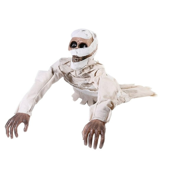 Halloween Crawling Zombie - Animated Mummy Skeleton Decorations with Sound Activated, Creepy Voice, Light Up Eyes, Scary Move, Haunted Horror Prop for Indoor Outdoor