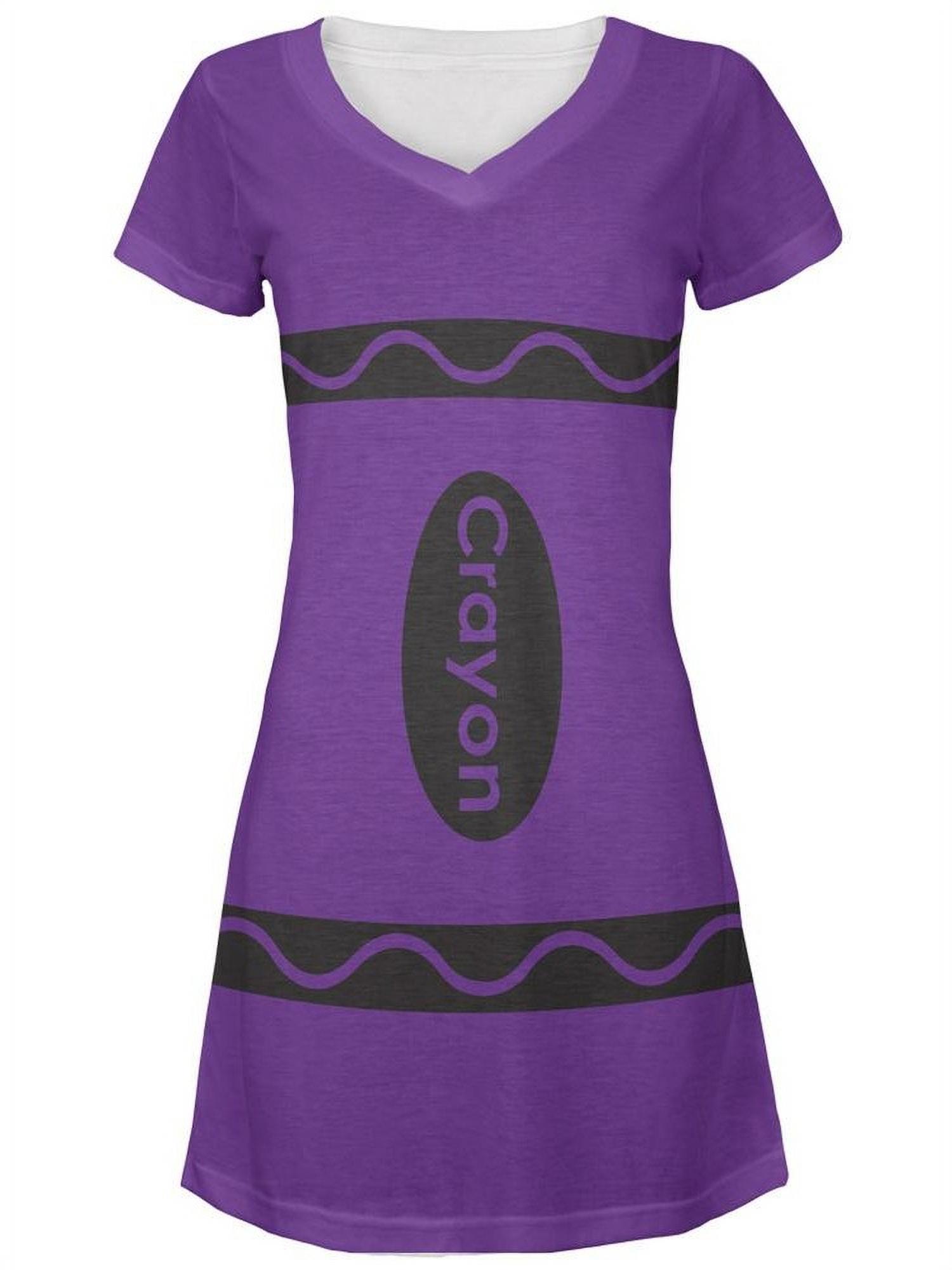 Halloween Crayon Costume Purple All Over Juniors VNeck Dress