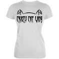 thumbnail image 1 of Halloween Crazy Cat Lady Juniors Soft T Shirt White LG, 1 of 2