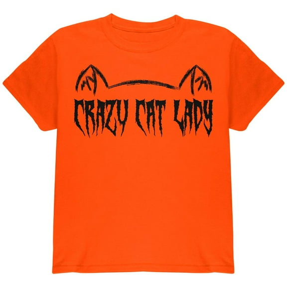 Halloween Crazy Cat Lady Youth T Shirt Orange YMD