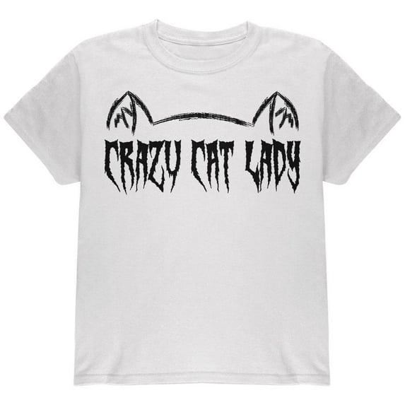 Halloween Crazy Cat Lady Youth T Shirt White YSM