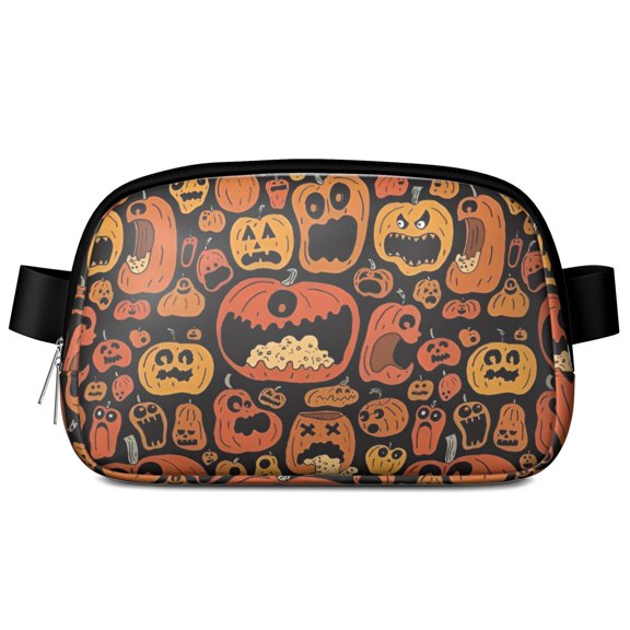 Halloween Crazy Pumpkins Pattern Cute Fanny Packs for Women,Travel Waterproof Crossbody Fanny Bags Waist Purse for Women Anti Theft Adjustable Strap for Running Travel Cycling