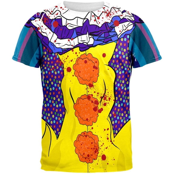 Halloween Creepy Bloody Clown Costume 1990s All Over Mens T Shirt Multi MD
