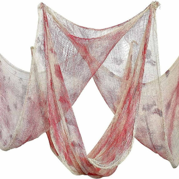 Halloween Creepy Cloth 30x72 Inch Scary Fabric Decor for Party Outdoor Indoor Haunted House Yard Entryways Windows Stretchy Spooky Gauze with Holes