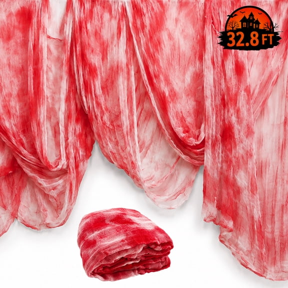 Halloween Creepy Cloth 32.8 x 7 ft Blood Gauze Fabric,Scary Cloth for Halloween Haunted House Decor,Spooky Draping Decoration for Parties