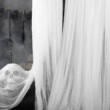Atoke Halloween Creepy Cloth (5 Pack) - Black Scary Gauze For Decorating Doors, Windows & Walls (76cm X 182cm)
