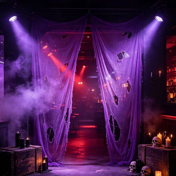 Halloween Creepy Cloth, Gauze Fabric Halloween Decarations 30"X72" Spooky Purple Gauze Cloth for Haunted-Houses,Hanging Mesh Fabric Decorative Cheese Cloths for Party Wall Window Porch Yard