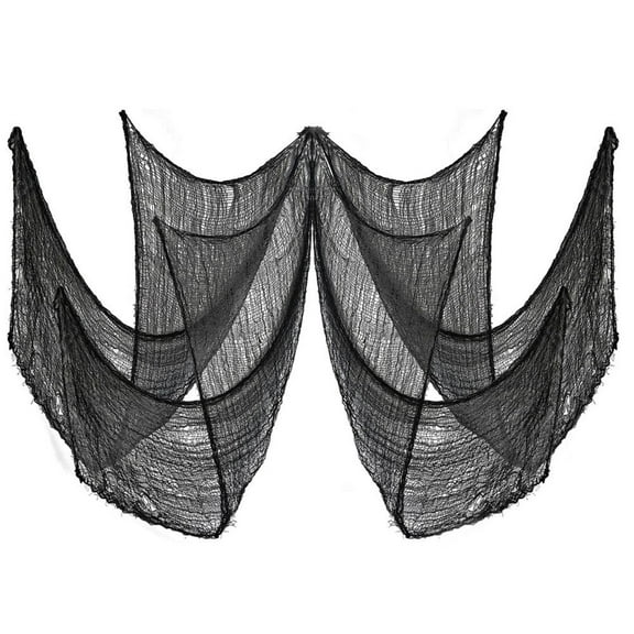 Halloween Creepy Cloth, Spooky Cheesecloth, Reusable Black Polyester Cotton Fabric for Halloween Party Decorations, Flexible and Tearable Halloween Decor, Haunted House and Outdoor Decor