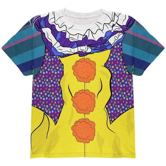 Halloween Creepy Clown Costume 1990s All Over Youth T Shirt Multi YSM