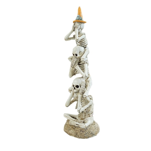 Halloween Creepy Conjoined Skeletons — Yellow Hue with Spooky Aura, Halloween Decorations for Snack Tables, Dessert Stations & Halloween Party Setups for Halloween with spooky setups