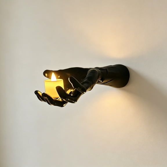 Halloween Creepy Devil Hand Wall Sconce, Gothic Floating Witch Hand Mount Sculpture with Flickering Flame Light for Party Home Room Wall Decor