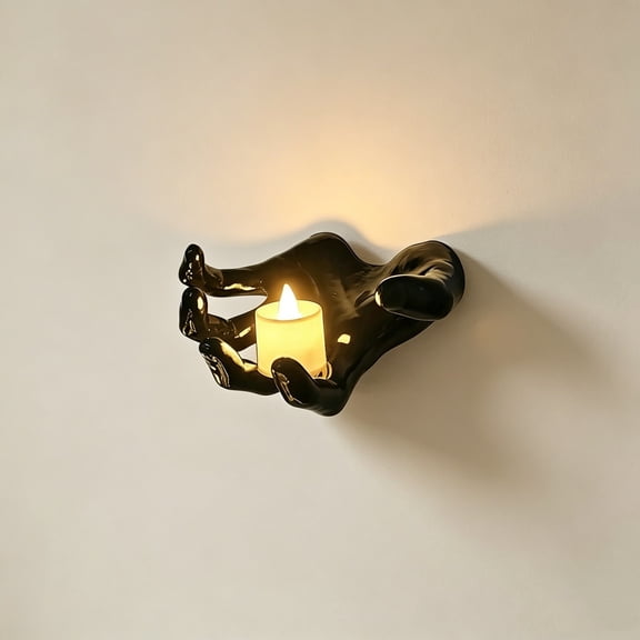Halloween Creepy Devil Hand Wall Sconce with LED Candle, Gothic Floating Witch Hands Horror Wall Mounted Sculpture Prop for Home Halloween Decor, A