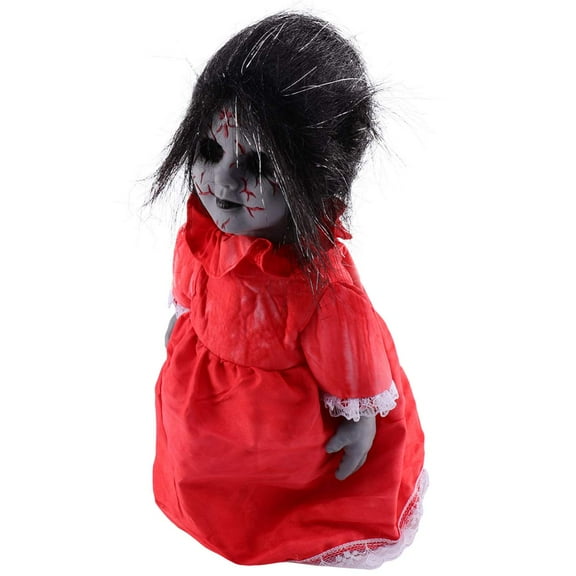 Halloween Creepy Dolls Scary Voice-Activated Induction Walking Horror Scary Possessed Doll with Sound Halloween Prop for Halloween Party Haunted House Without Battery