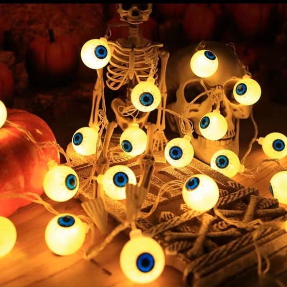 Halloween Creepy Eyeball LED String Lights 2.5 Meters 20 Lights, for Indoor Outdoor Party Decor, Decorative Gift