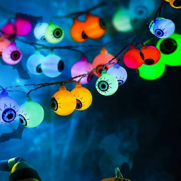 Halloween Creepy Eyeball LED String Lights 2.5 Meters 20 Lights, for Indoor Outdoor Party Decor, Decorative Gift