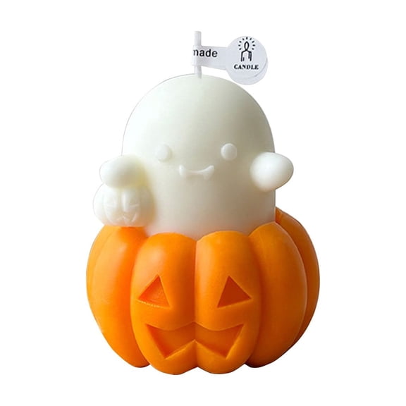 Halloween Creepy Pumpkin Candle Sets 2 Pcs Warm Orange Glow with Haunted Shadow Display, Halloween Decorations for Halloween Parties & Trick or Treat Nights perfect for Costume Parties