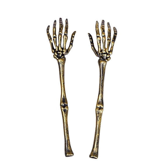 Halloween Creepy Skeleton Stakes 2 Pcs — Gold Finish with Eerie Shadows, Halloween Decorations for Front Yard Pathways, Trick or Treat Routes & Outdoor Haunted Displays for Halloween