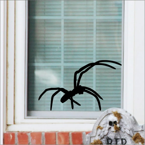 Halloween Creepy Spider (A) Spooky Vinyl Lettering Wall Decal Size: 12.5”H x 21”L - Color: Black