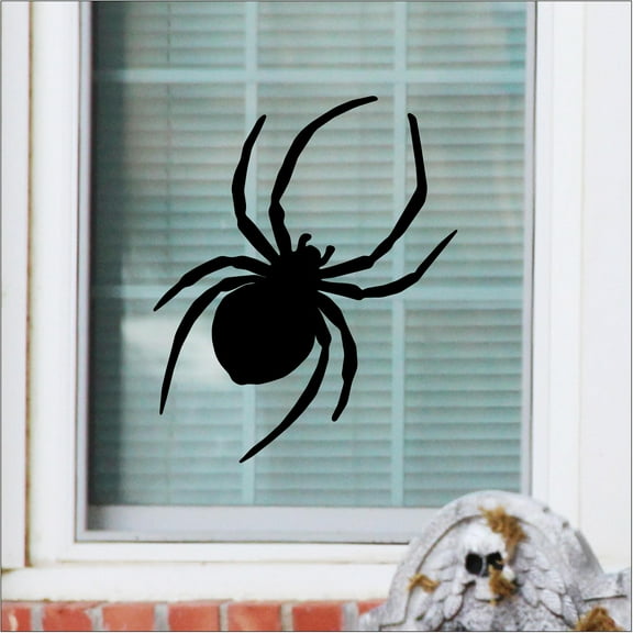 Halloween Creepy Spider (G) Spooky Vinyl Lettering Wall Decal Size: 28”H x 16.5”L - Color: Black