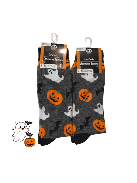 Halloween Crew Socks, Shoe Size 6-12 , 2 Pair Bundle