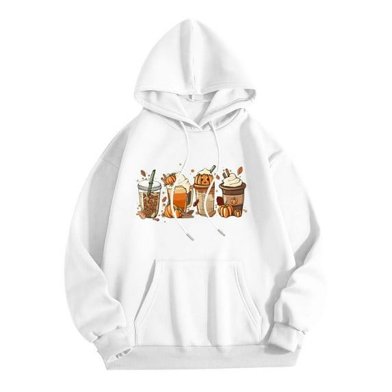 Halloween Crewneck Hoodies Sweatshirt Womens Pumpkin Coffee Shirt Cute Ghost Spice Latte Pullover Spooky Tops