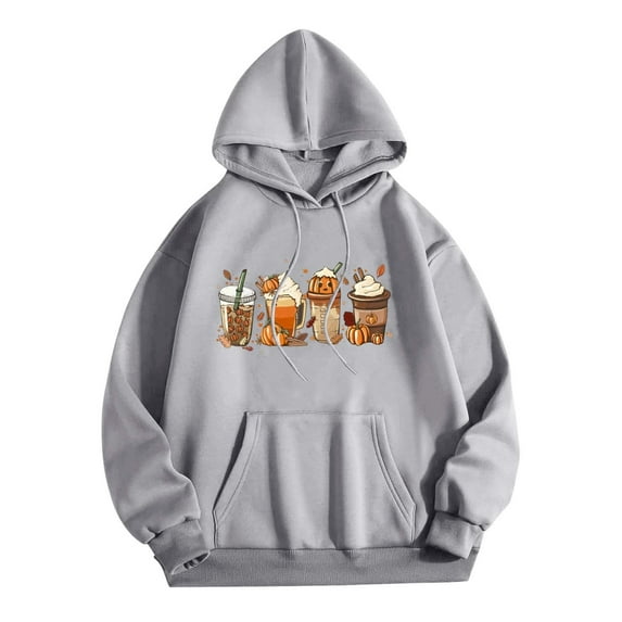 Halloween Crewneck Hoodies Sweatshirt Womens Pumpkin Coffee Shirt Cute Ghost Spice Latte Pullover Spooky Tops
