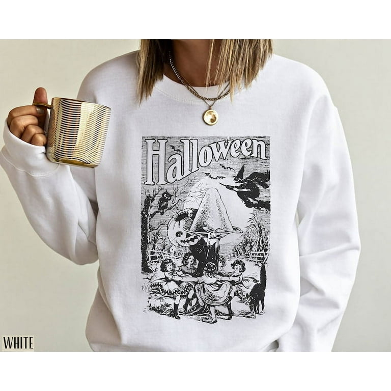 Halloween Crewneck Vintage Halloween Sweatshirt Jack O Lantern Sweatshirt Halloween Clothes Witchy Sweatshirt Pumpkin Sweatshirt Wierd sweatshirts graphic beautiful Walmart
