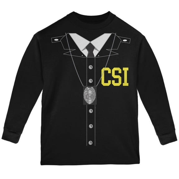 Halloween Crime Scene Investigator Costume Black Youth Long Sleeve T-Shirt - Youth Large