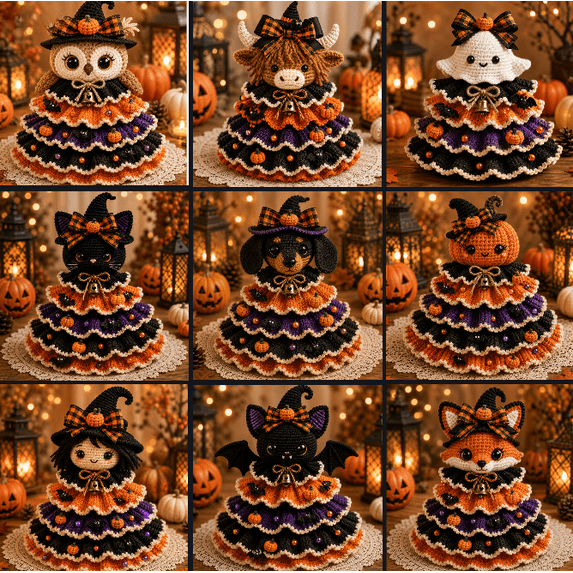 Halloween Crochet Tabletop Decor DIY Kit – Beginner-Friendly Yarn Craft Set with Pumpkin Bat Accents, Stitch Your Own Spooky Character, Seasonal Home Decoration Gift,Bat
