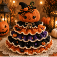 thumbnail image 1 of Halloween Crochet Tabletop Decor DIY Kit – Complete Yarn Craft Set with Pumpkin Bat Accents, Stitch Spooky Characters for Mantel Shelf, Gift for Crochet Lovers,Pumpkin, 1 of 8