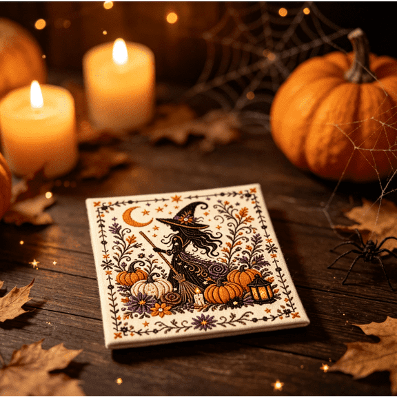 Halloween Cross Stitch Stamped Kit for Adults Beginners, Embroidery Needlepoint Pattern for Home Decor