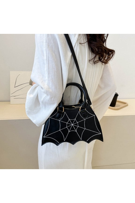Halloween Crossbody Bag - 10 Inch PU Leather Bat Purse with Chain Strap, Goth Work Bag, Themed Party Accessory, and Anti-Theft Small Shoulder Bag for Women & Teens