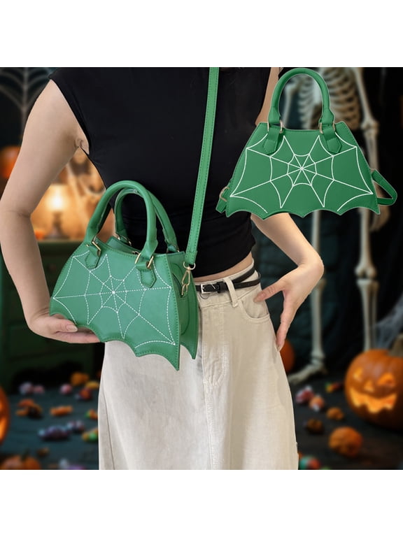 Halloween Crossbody Bag - 10 Inch PU Leather Bat Purse with Chain Strap, Goth Work Bag, Themed Party Accessory, and Anti-Theft Small Shoulder Bag for Women & Teens