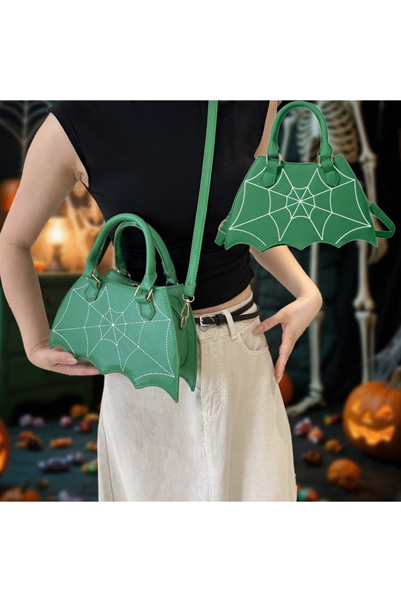 Halloween Crossbody Bag - 10 Inch PU Leather Bat Purse with Chain Strap, Goth Work Bag, Themed Party Accessory, and Anti-Theft Small Shoulder Bag for Women & Teens