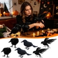 thumbnail image 1 of Halloween Crow Decorations 6 Pack Fake Black Crows and Ravens, Handmade Feather Birds, Artificial Raven, Outdoor Indoor Decor (A), 1 of 7