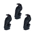 thumbnail image 1 of Halloween Crow Figurine Set, 3Pcs Resin Black Raven Skeleton Bird Statues with Red Eyes for Gothic Tabletop Decor, Spooky Party Props for Home Garden Yard Haunted House and Holiday Display, 1 of 5