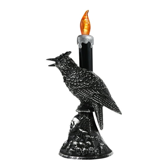 Halloween Crow Light Halloween Flameless Taper Candle Lights Battery Operated with Remote and Timer LED Electronic Light Candle Light Ghost Festival Horror Decoration Props Night Light
