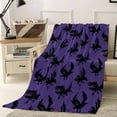 thumbnail image 1 of Halloween Crow Throw Flannel Blanket 40x60In Black Crow Vintage Purple Decoration Super Soft Cozy Bed Blanket, Lightweight Plush Fuzzy Bed Throw for Bedroom Sofa Couch Living Room, 1 of 4