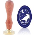 thumbnail image 1 of Halloween Crow Wax Seal Stamp Moon Star Oval Gothic Sealing Wax Stamp Brass Head with Removable Wood Handle for Halloween Invitation Card Bottle Gift Party, 1 of 9