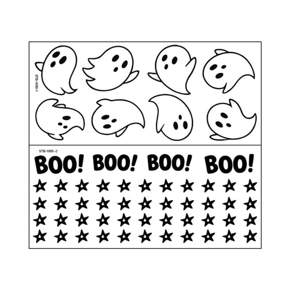 Halloween Crystal Transfer Stickers Ghost and Boo Letter Star Pattern Decal Sheet for DIY Crafts Tumblers Phones Laptops