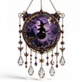thumbnail image 1 of Halloween Crystal Wind Chime, Lightweight Acrylic Build, Silent Swaying Beads, Spooky Motif, Easy Window Wall Hanging (Witch), 1 of 7