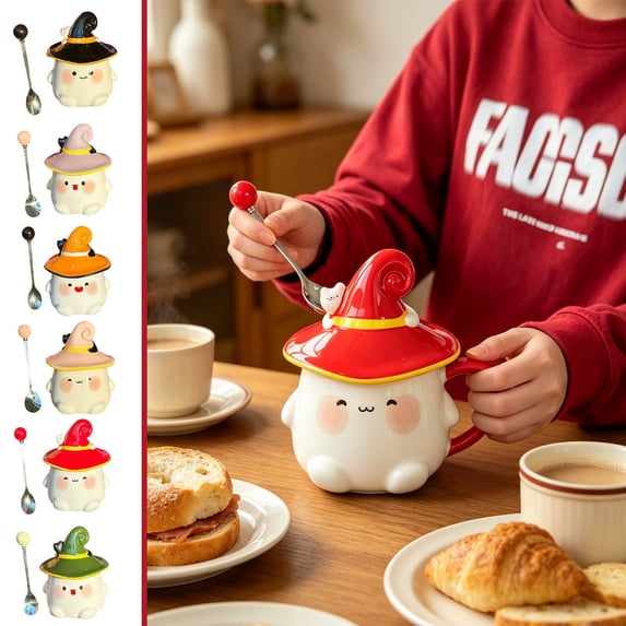 Halloween Cuddly Ghost Cats Ceramic Coffee Mug, Cute Halloween Cat Design, Microwave and Dishwasher Safe Cup, Gift for Women and Collectible Decor